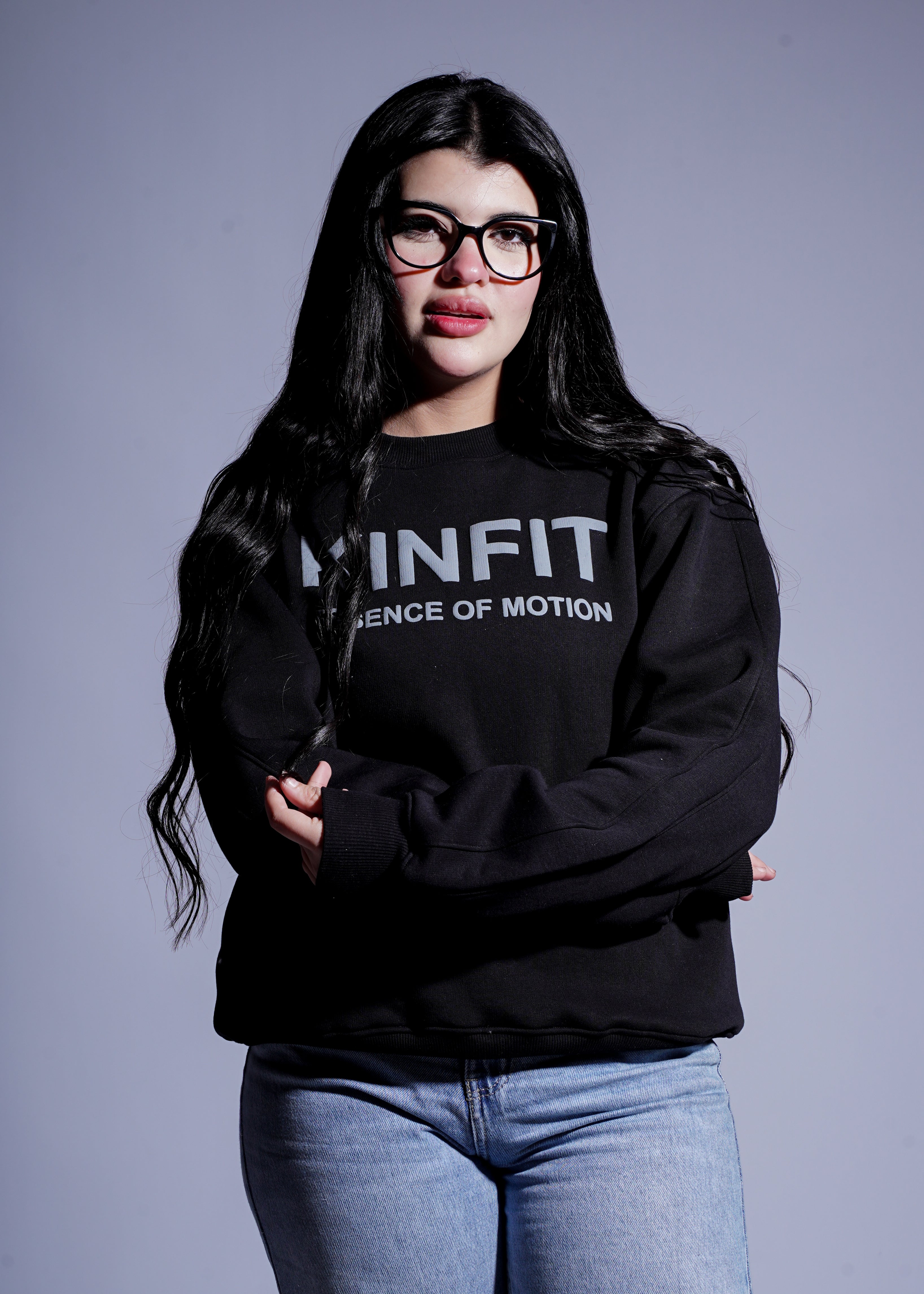 Round foam print Hoodie -Black